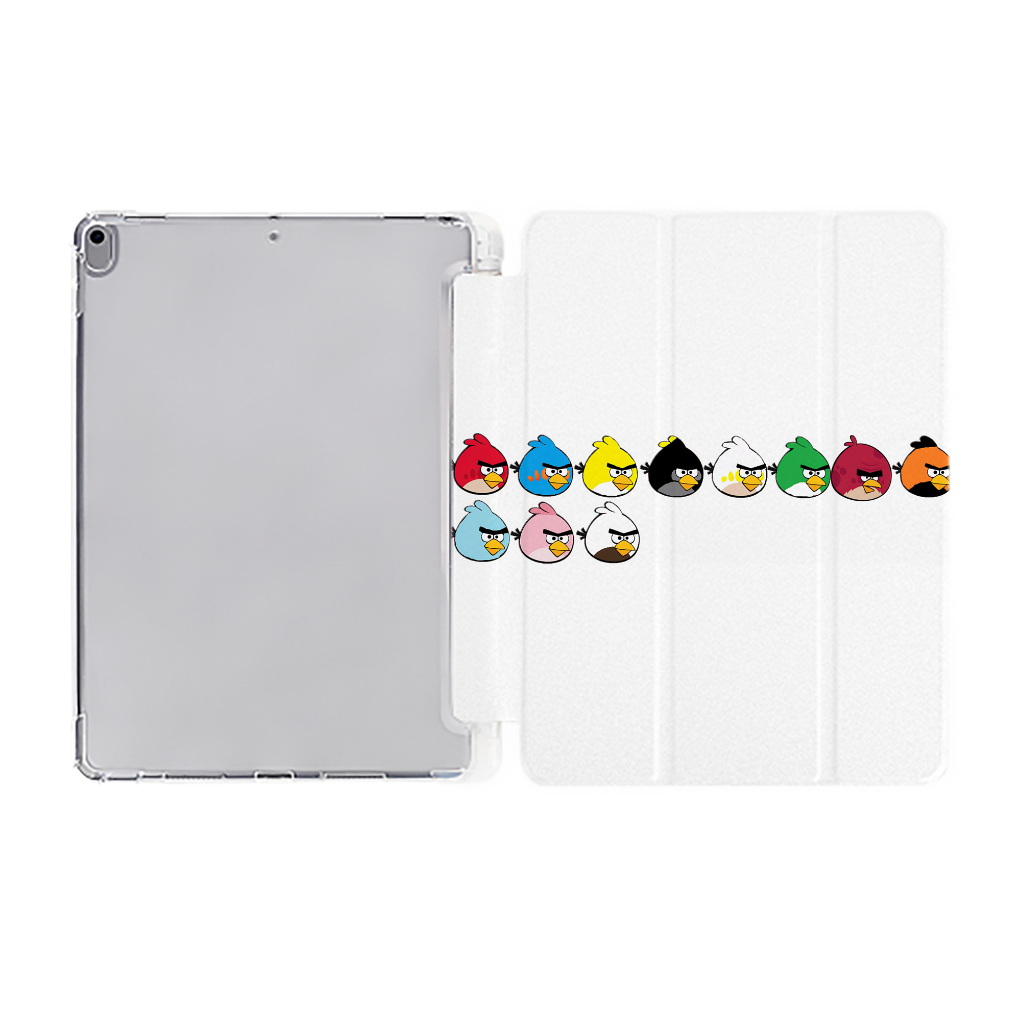 （画像用） Angry Birds アングリーバード IPad ケース ペン収納付き 三つ折りスタンド PUレザー×シリコン 対応機種9.5/10.5/10.9インチ